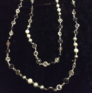 Premier Jewelry Black, Silver, Faux Pearl Necklace